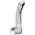 Icicles nr. 61 - glassdildo med pung og penis (gjennomsiktig)