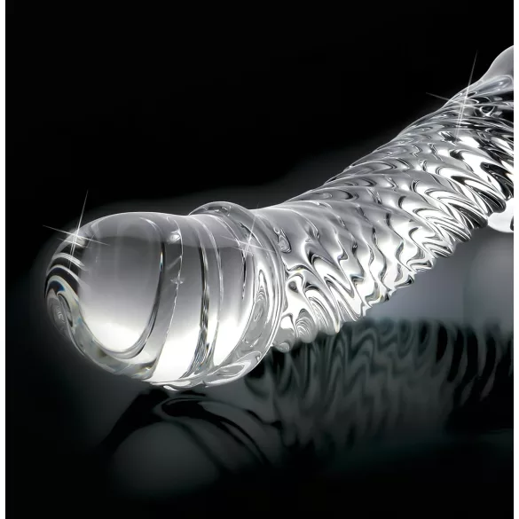 Icicles nr. 61 - glassdildo med pung og penis (gjennomsiktig)