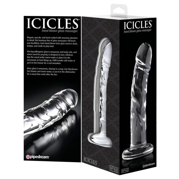 Icicles No. 62 - Klar Glassdildo med Penisdesign