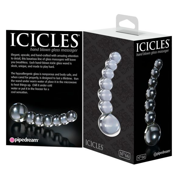 Icicles No. 66 - buet, kuleformet glassdildo (gjennomsiktig)