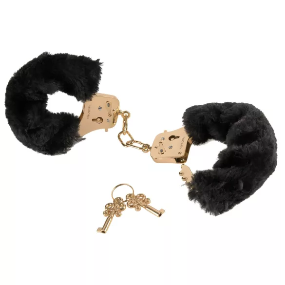 Pipedream Fetish Fantasy Gold - plysj håndjern (svart)