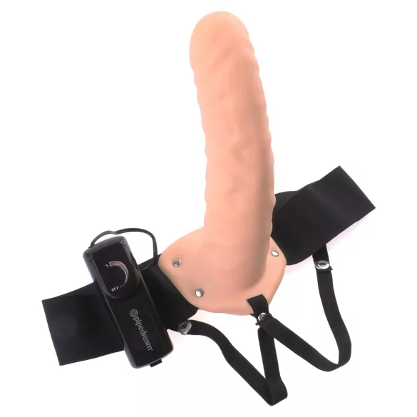 Pipedream - Fetish Strap-On 8 - påsettbar, hul vibrator (naturfarget)