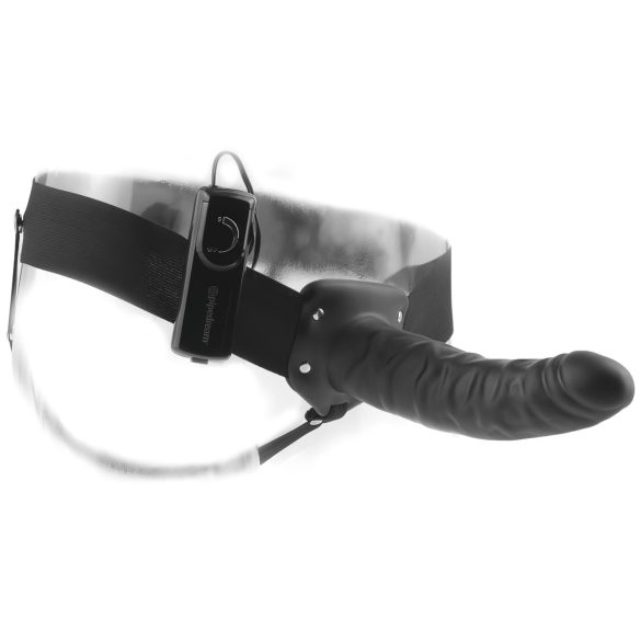Fetisj Strap-On 8 - justerbar, hul vibrator (svart)
