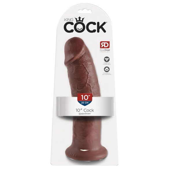 King Cock 10 - stor sugekopp dildo (25cm) - brun