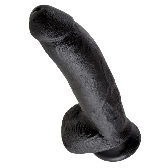 King Cock 9 - stor sugekopp dildo med testikler (23cm) - svart