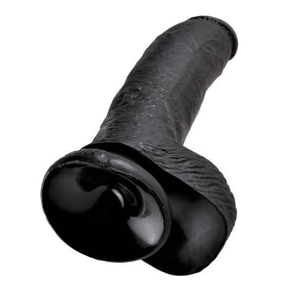 King Cock 9 - stor sugekopp dildo med testikler (23cm) - svart
