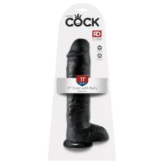   King Cock 11 - stor sugekoppdildo med testikler (28cm) - svart