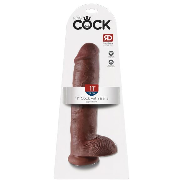 King Cock 11 - brun sugekoppdildo med testikler (28 cm)