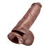 King Cock 11 - brun sugekoppdildo med testikler (28 cm)