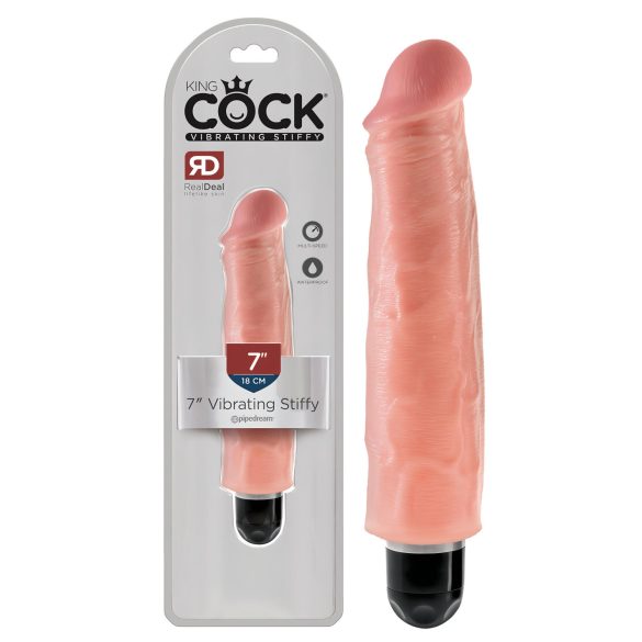 King Cock 7 Stiffy - vanntett, naturtro vibrator (18 cm) - naturlig