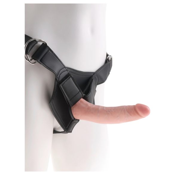 King Cock 7 - Strap-on dildo med sele (svart)