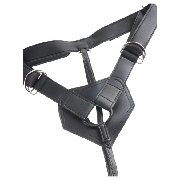 King Cock 7 - Strap-on dildo med sele (svart)