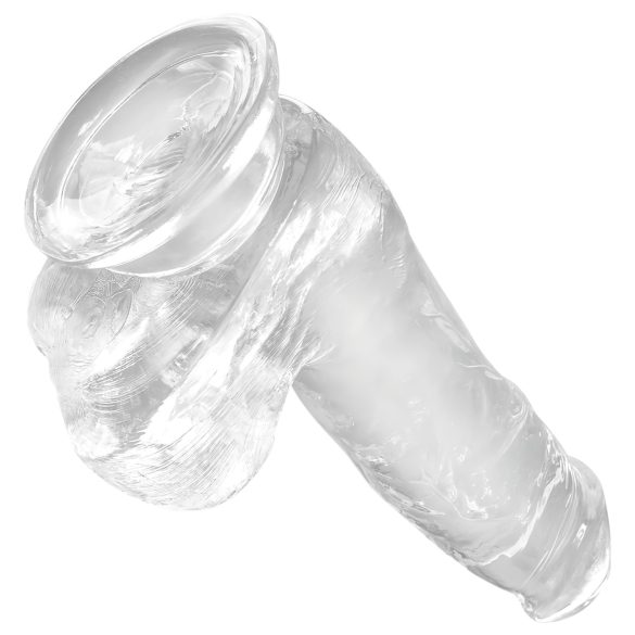 King Cock Clear 6 - sugekopp, liten dildo med pung (15 cm)