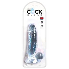 King Cock Clear 7 - med sugekopp, realistisk dildo med testikler (18 cm)   King Cock Clear 7 - med sugekopp, realistisk dildo med testikler (18 cm)