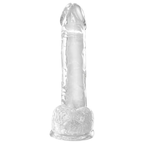 King Cock Clear 7 - med sugekopp, realistisk dildo med testikler (18 cm)