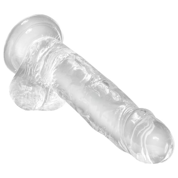 King Cock Clear 7 - med sugekopp, realistisk dildo med testikler (18 cm)