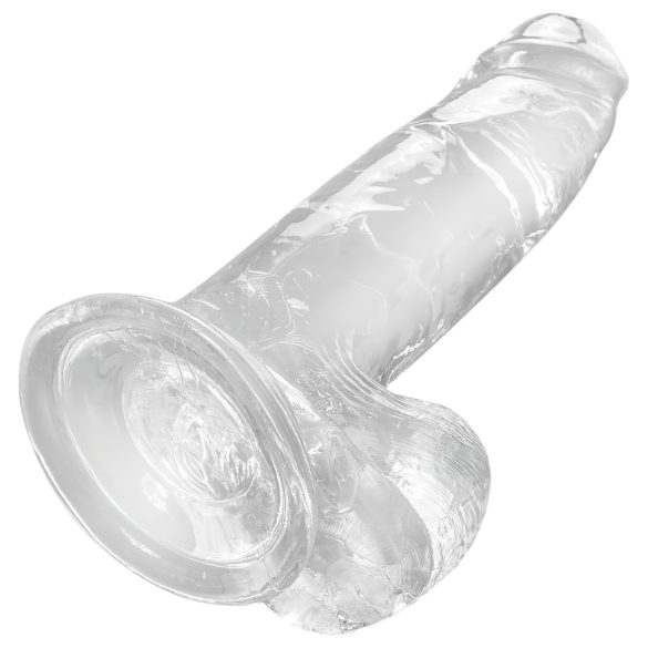 King Cock Clear 7 - med sugekopp, realistisk dildo med testikler (18 cm)