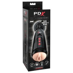 PDX Elite Dirty Talk - vibrerende kunstig vagina masturbator (svart)   PDX Elite Dirty Talk - vibrerende kunstig vagina masturbator (svart)