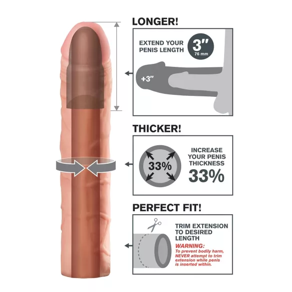 Pipedream - X-TENSION Perfect 3 - realistisk penishylse (22,8 cm, natur)