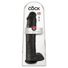 King Cock 15 - sugekopp dildo med testikler (38 cm) - svart