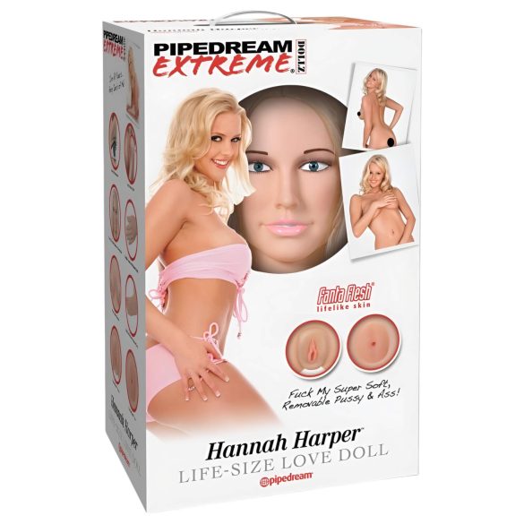 Pipedream Hannah Harper - livsstørrelse oppblåsbar dukke med 3D-ansikt