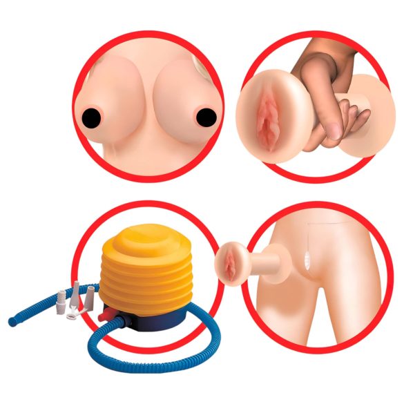 Pipedream Hannah Harper - livsstørrelse oppblåsbar dukke med 3D-ansikt