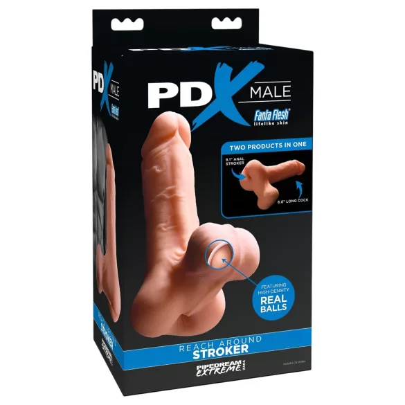 PDX Reach Around - 2-i-1 kunstig rumpe og penismansjett (hudfarget)