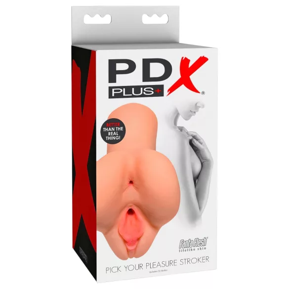 PDX Pick Your Pleasure - 2-i-1 realistisk masturbator (naturell)