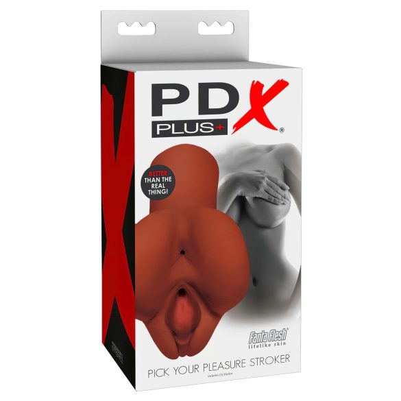 PDX Velg Din Nytelse - 2-i-1 realistisk masturbator (brun)