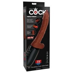 King Cock Plus 7,5 - vibrerende støter med testikler (brun)