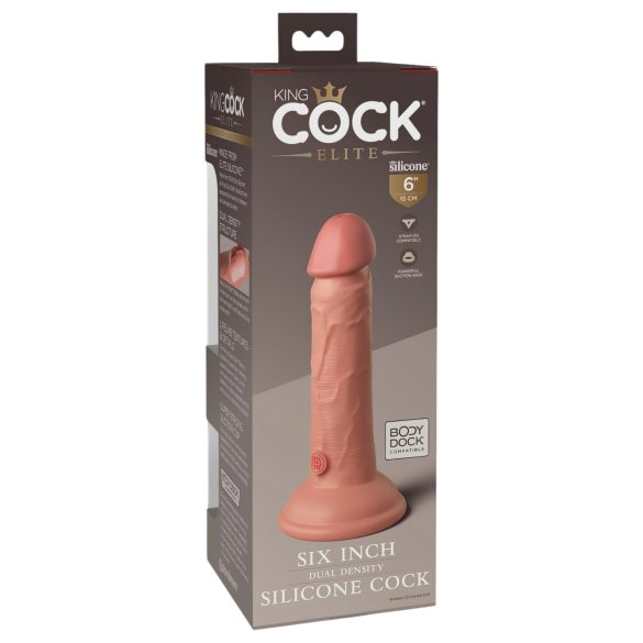 King Cock Elite 6 - sugekopp, naturtro dildo (15cm) - naturlig