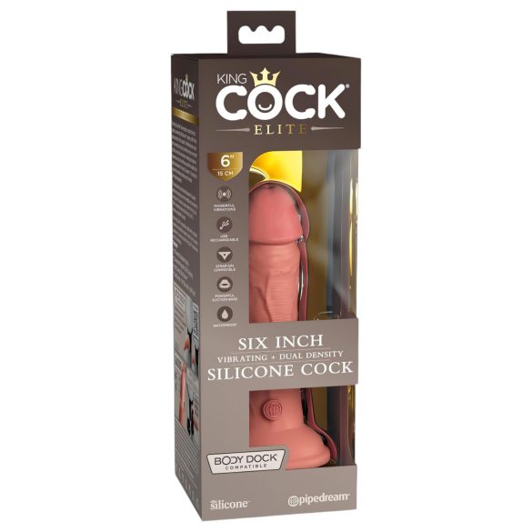 King Cock Elite 6 - sugekoppvibrator (15cm) - naturlig