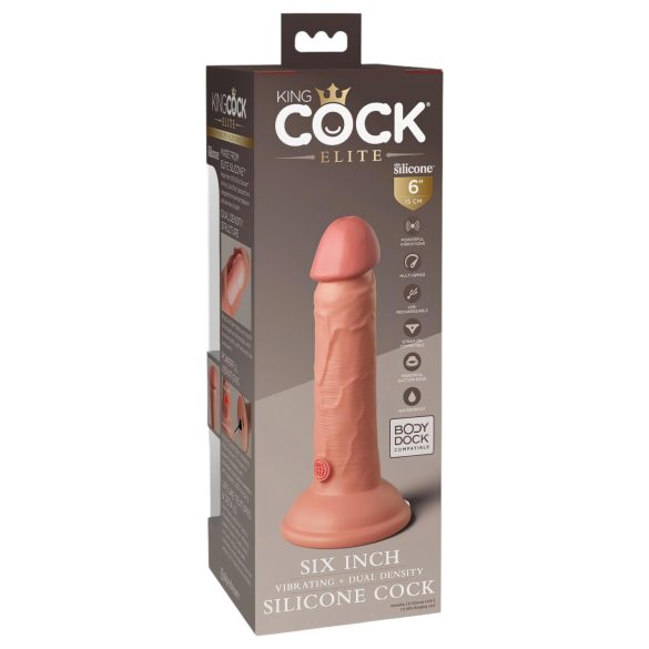 King Cock Elite 6 - sugekoppvibrator (15cm) - naturlig