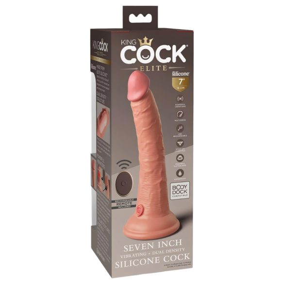 King Cock Elite 7 - sugekopp, trådløs vibrator 18cm - naturlig