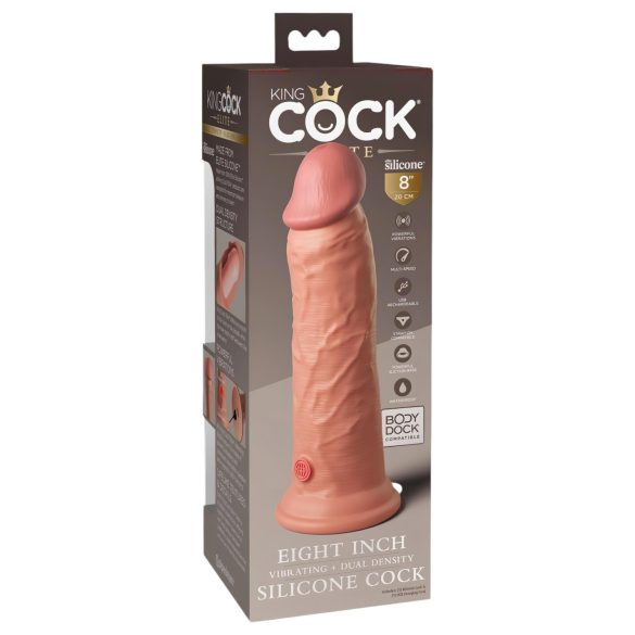 King Cock Elite 8 - sugekopp-vibrator (20cm) - naturfarge