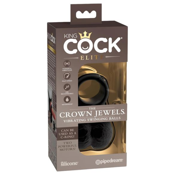 "King Cock Crown Jewel – vibrerende penisring (svart)"