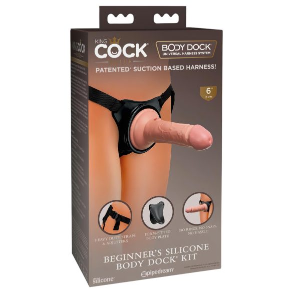 King Cock Elite Beginner - naturskinn strap-on dildo