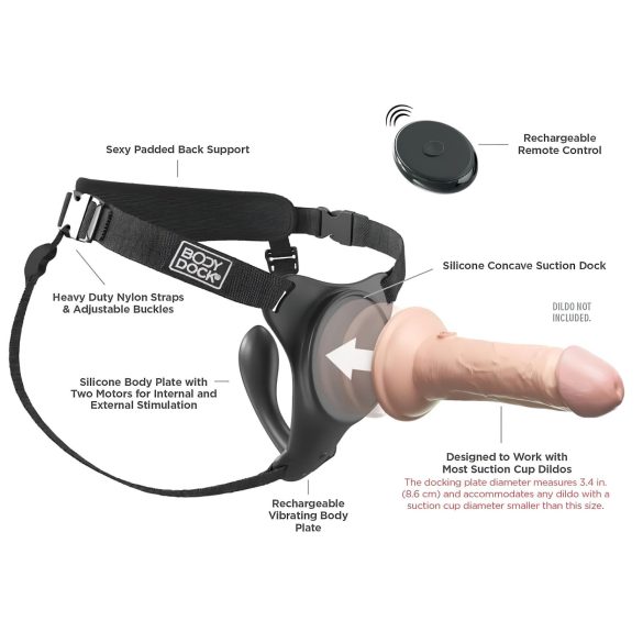 Body Dock G-punkt Pro - trådløs strap-on (svart)