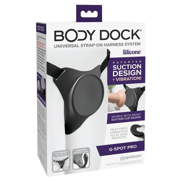 Body Dock G-punkt Pro - trådløs strap-on (svart)