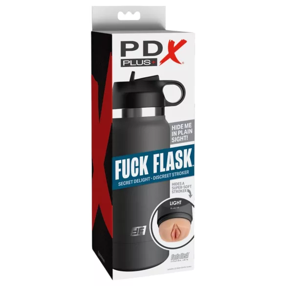 PDX - Fuck Flask Secret Delight - kunstig vagina i drikkeflaske (svart-natur)