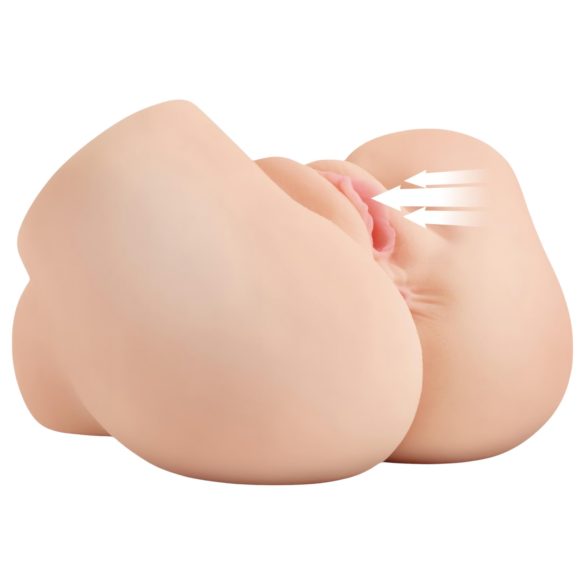 PDX Elite - sugende og vibrerende 2-i-1 masturbator (natur)