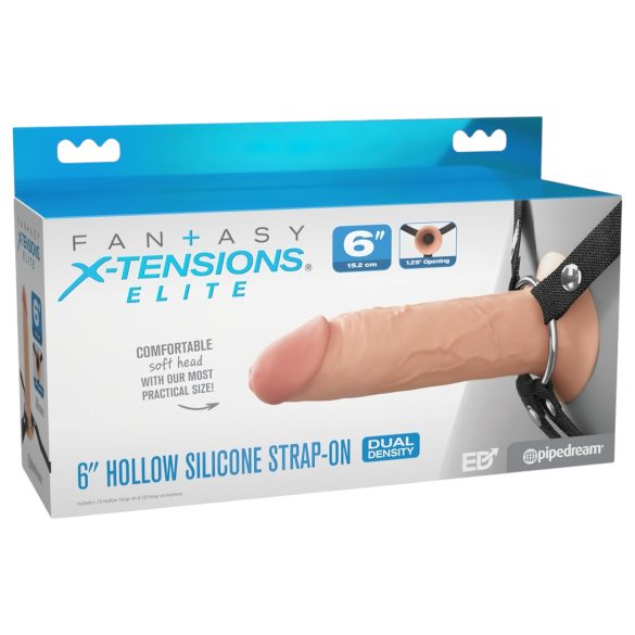 X-TENSION Elite - hul dildo med stropper (naturlig)