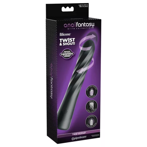Anal Fantasy Twist Ecstasy - roterende og støtende analvibrator (svart)