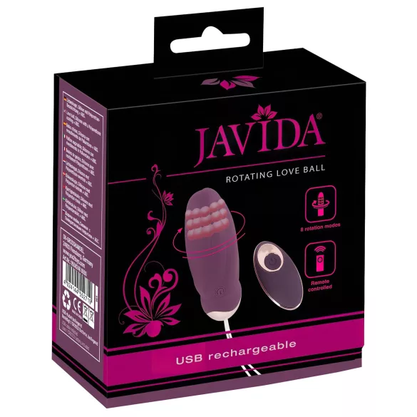 Javida - bærbart, radiostyrt vibratoregg med roterende perler (lilla)