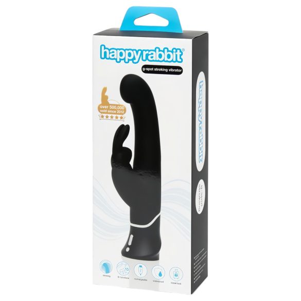 Happyrabbit G-punkt - oppladbar, klitorisstimulering vibrerende dildo (svart)