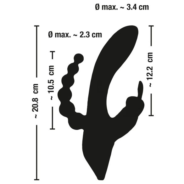 SMILE Triple - oppladbar, vanntett 3-grenet vibrator (svart)
