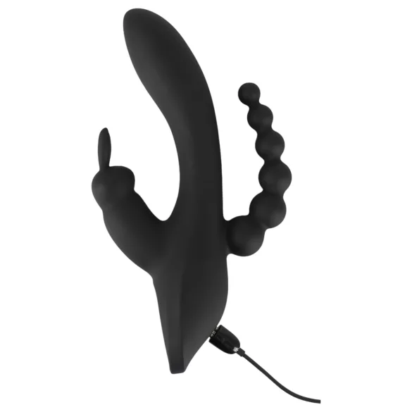 SMILE Triple - oppladbar, vanntett 3-grenet vibrator (svart)