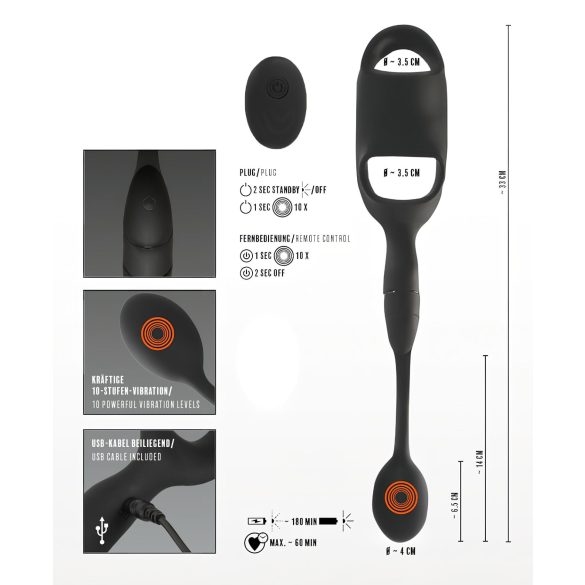 Rebel - Penis- og ballering med analvibrator (svart)