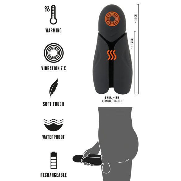 Rebel - oppladbar vanntett penisvibrator (svart)