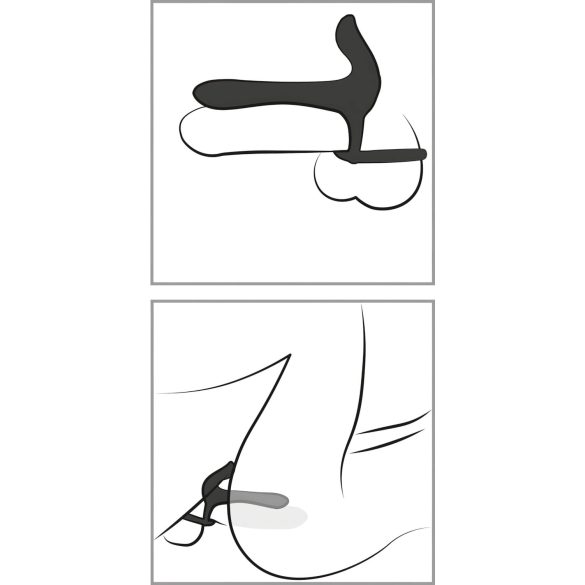 Svart fløyel - oppladbar 2-i-1 parvibrator og penisring (svart)